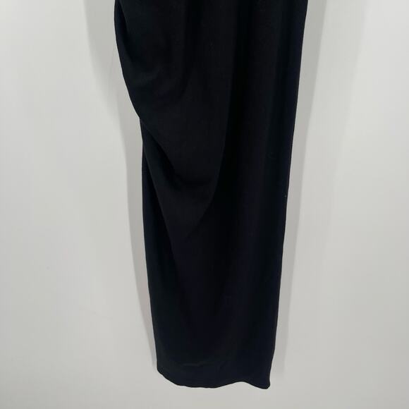 NEW MICHAEL STARS Marine Dress Size Small Black Ribbed Ruched Tie Maxi Bodycon - Picture 10 of 13